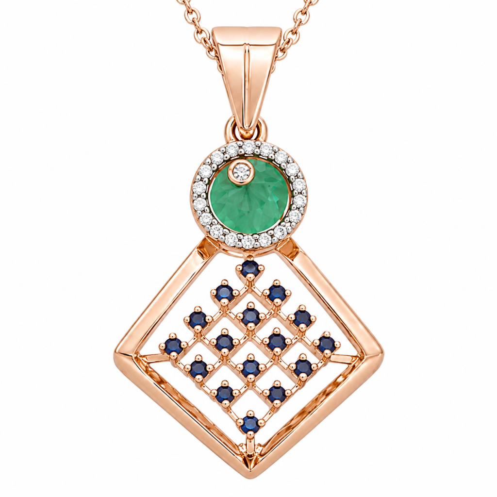 JAINIKA Emerald Lattice Pendant Set — View 2