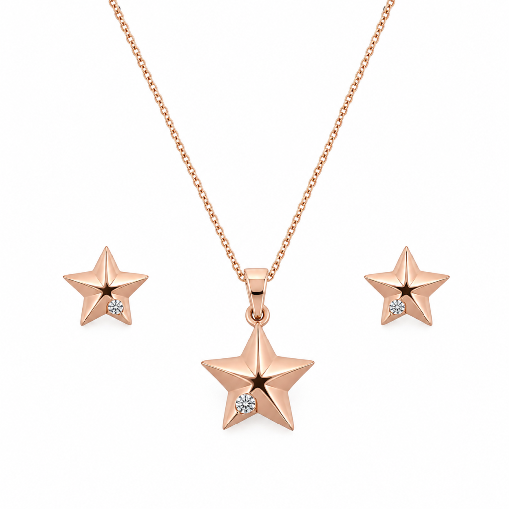 JAINIKA Celestial Star Pendant & Stud Earrings Set — View 1