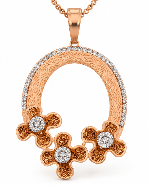 JAINIKA Floral Halo Pendant & Stud Earrings Set — styled view