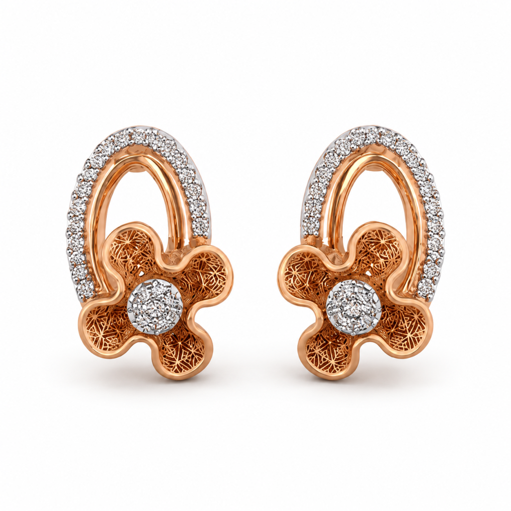 JAINIKA Floral Halo Pendant & Stud Earrings Set — View 3