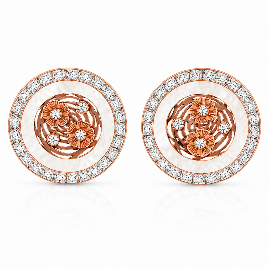 JAINIKA Floral Halo Pendant & Stud Set — View 3