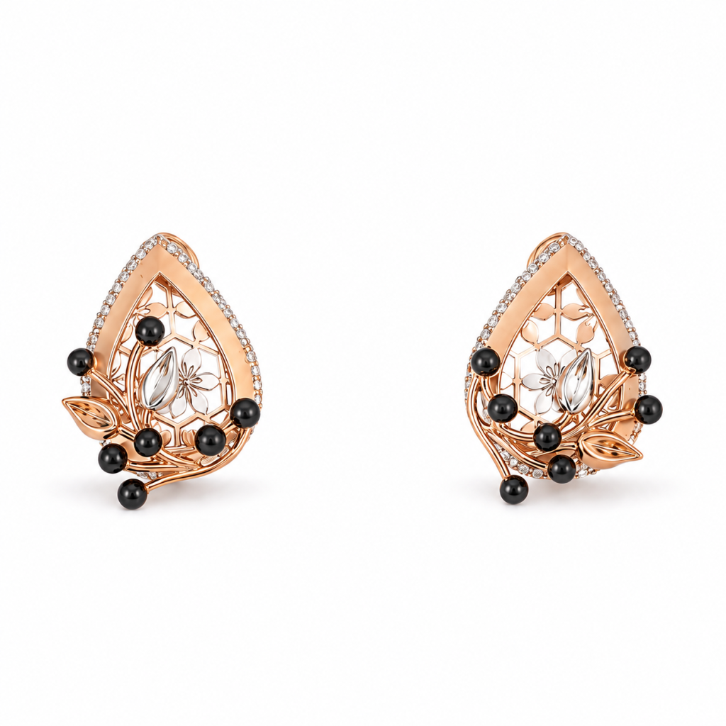 JAINIKA Noir Blossom Pendant Set — View 3