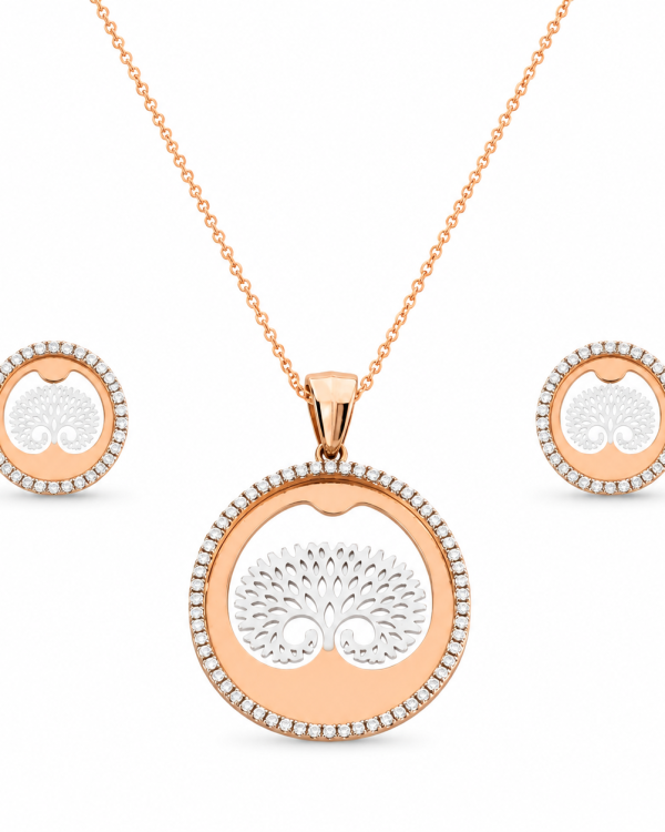 JAINIKA Arbora Halo Pendant & Stud Earrings Set