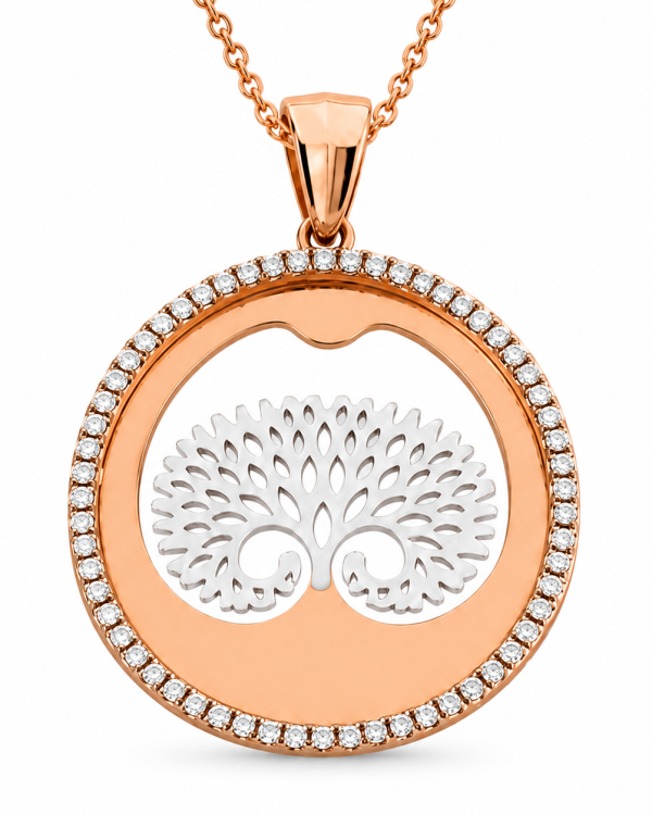 JAINIKA Arbora Halo Pendant & Stud Earrings Set — styled view