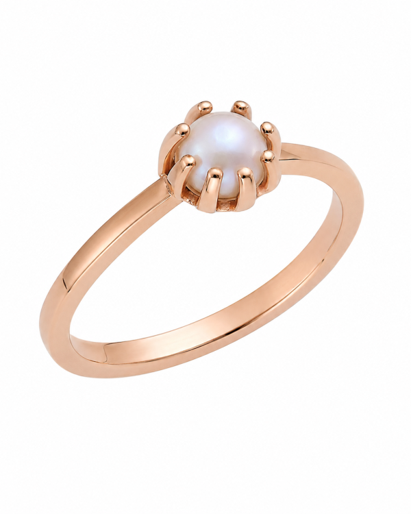 JAINIKA Celeste Pearl Solitaire Ring — styled view