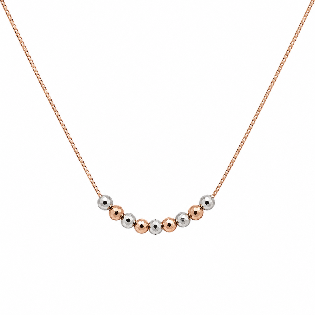 JAINIKA Dual-Tone Faceted Bead Rose Gold Chain Necklace — View 1