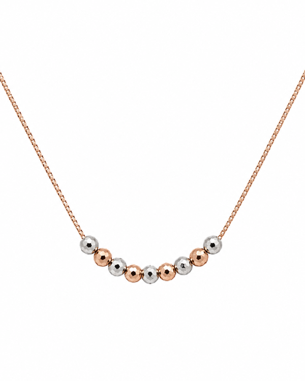 JAINIKA Dual-Tone Faceted Bead Rose Gold Chain Necklace