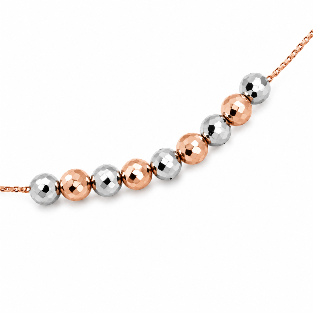 JAINIKA Dual-Tone Faceted Bead Rose Gold Chain Necklace — View 2