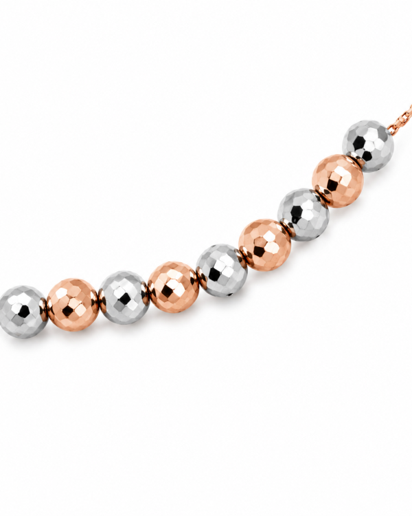 JAINIKA Dual-Tone Faceted Bead Rose Gold Chain Necklace — styled view