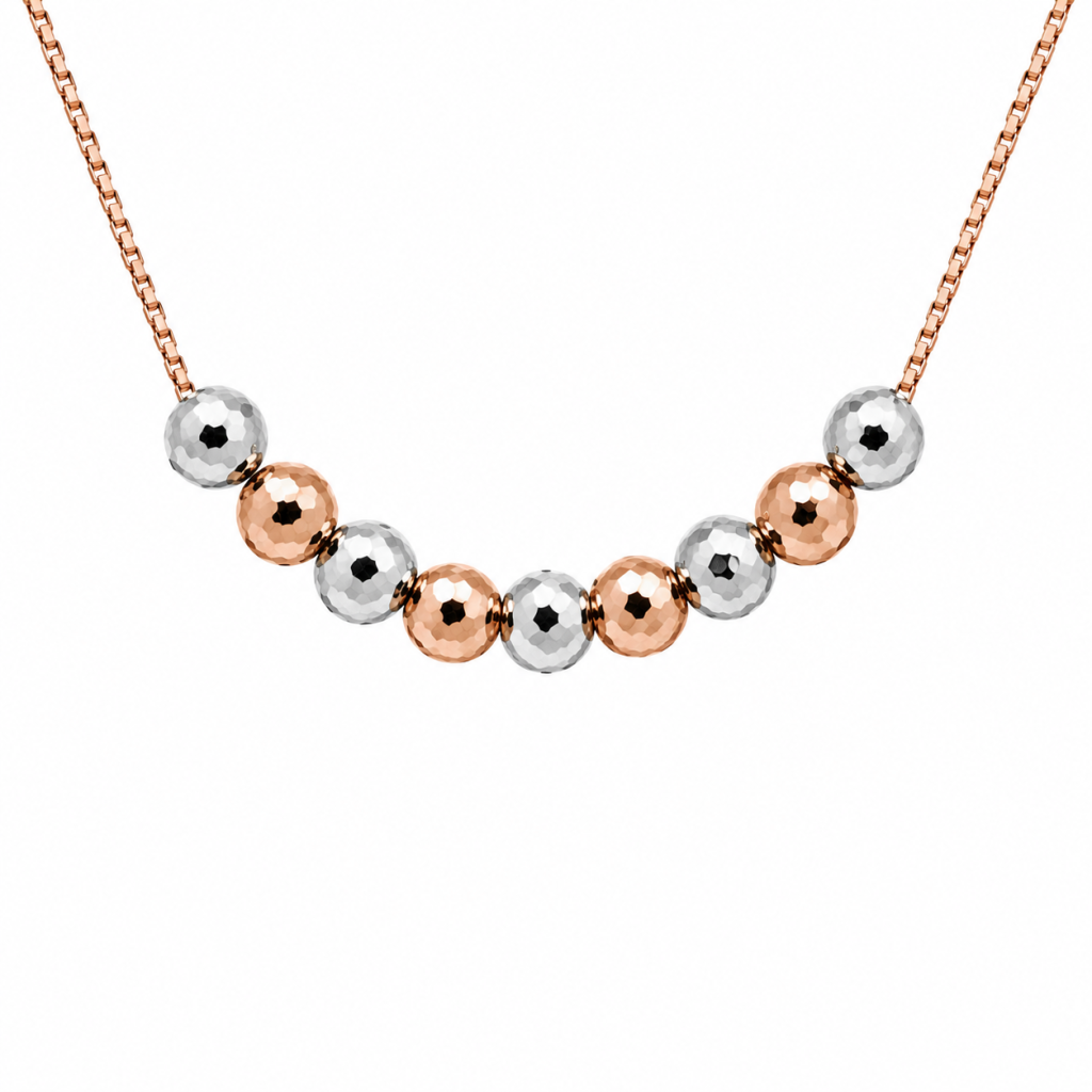 JAINIKA Dual-Tone Faceted Bead Rose Gold Chain Necklace — View 3