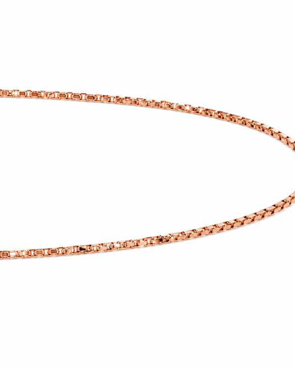 JAINIKA Signature Rose Gold Box Chain — styled view