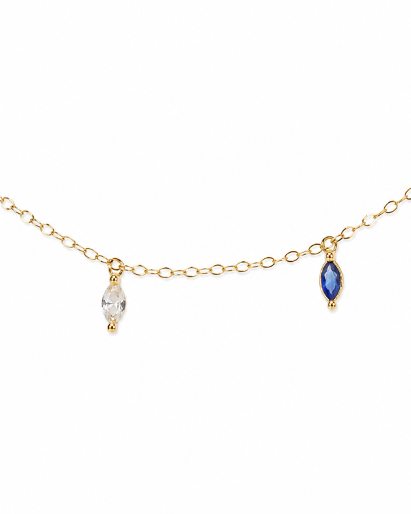 Celeste Sapphire Station Necklace — styled view