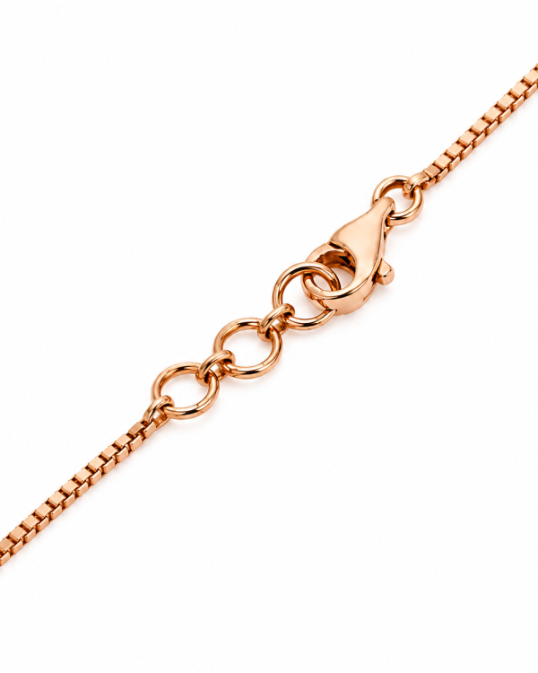 JAINIKA Rose Gold Classic Box Chain — styled view
