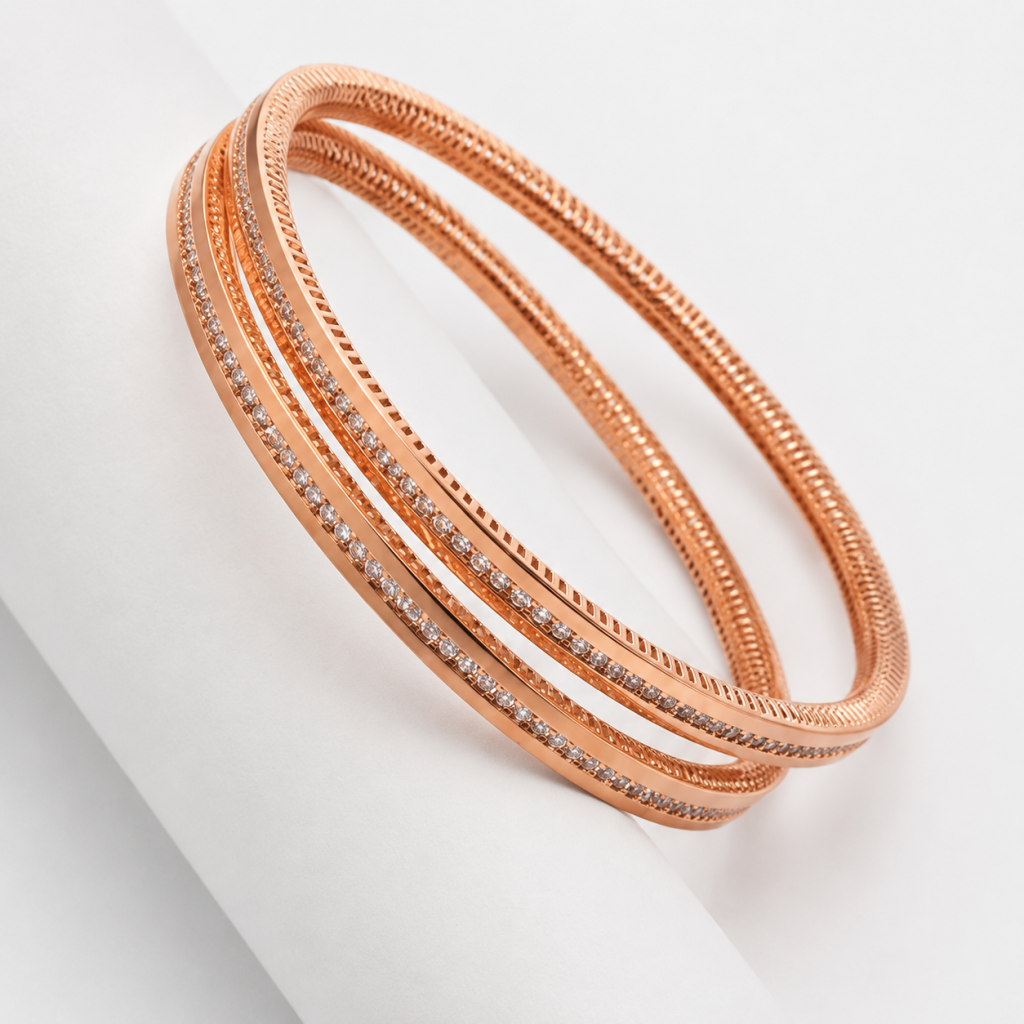 JAINIKA Celeste Radiance Rose Gold Bangles — View 1