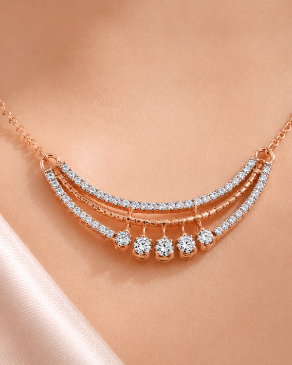 JAINIKA Celeste Curve Rose Gold Pendant Necklace