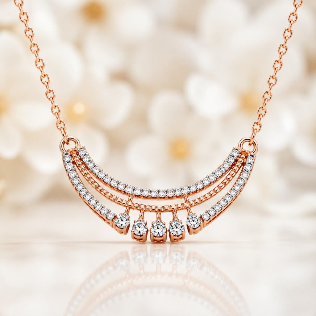JAINIKA Celeste Curve Rose Gold Pendant Necklace — View 2