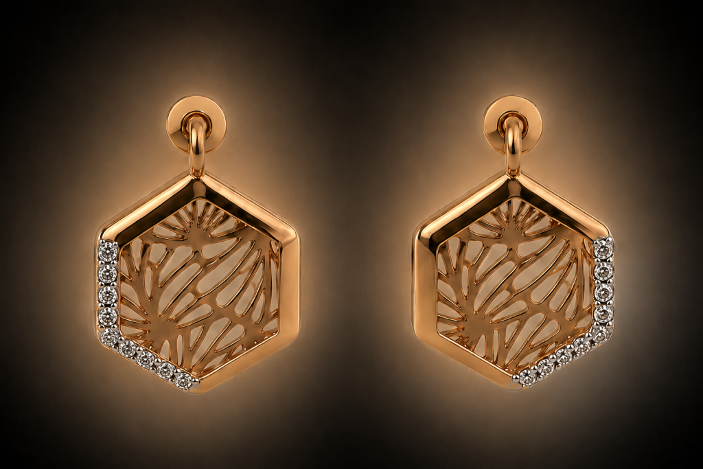 Celestia Hexagon Pendant & Stud Earrings Set — View 3
