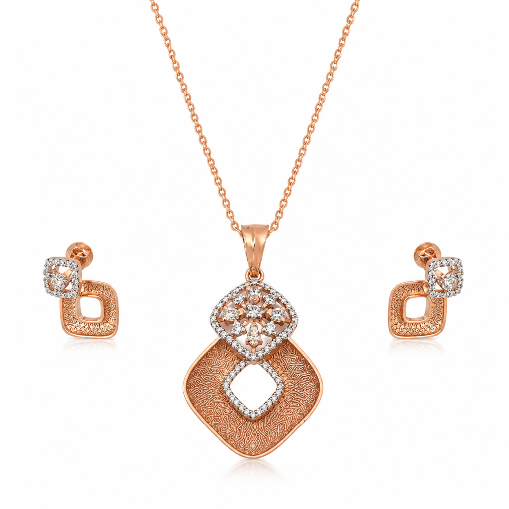 JAINIKA Celeste Rose Gold Pendant Set — View 1
