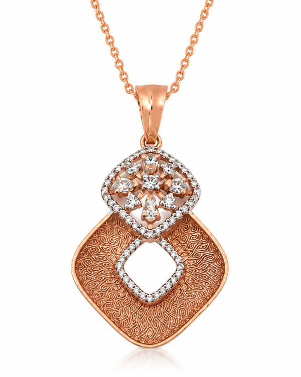 JAINIKA Celeste Rose Gold Pendant Set — styled view