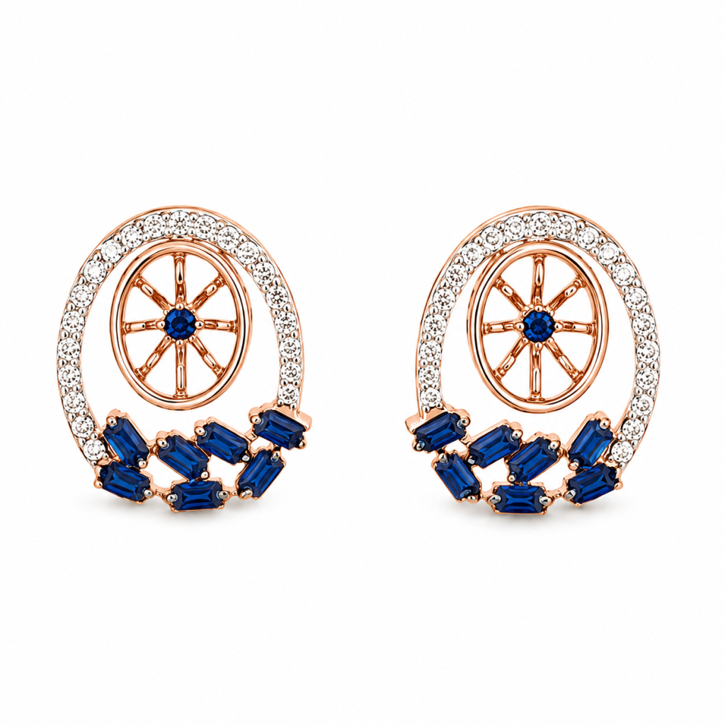 Celestial Sapphire Halo Pendant & Earrings Set — View 3
