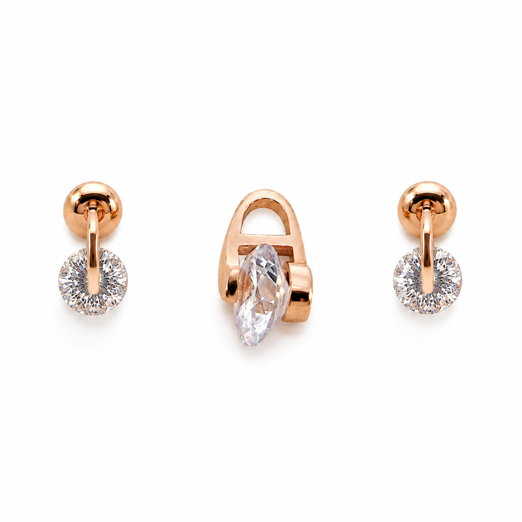 JAINIKA Celeste Rose Solitaire Stud Earrings — View 1