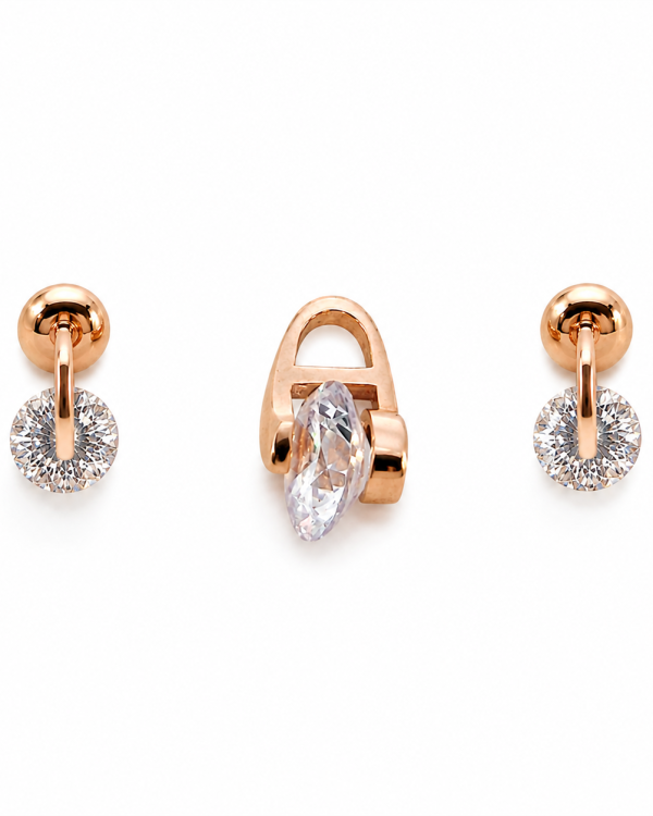 JAINIKA Celeste Rose Solitaire Stud Earrings