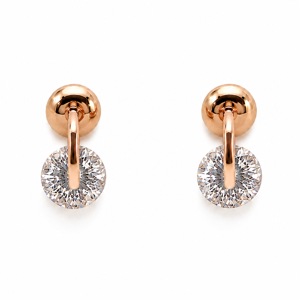 JAINIKA Celeste Rose Solitaire Stud Earrings — View 3