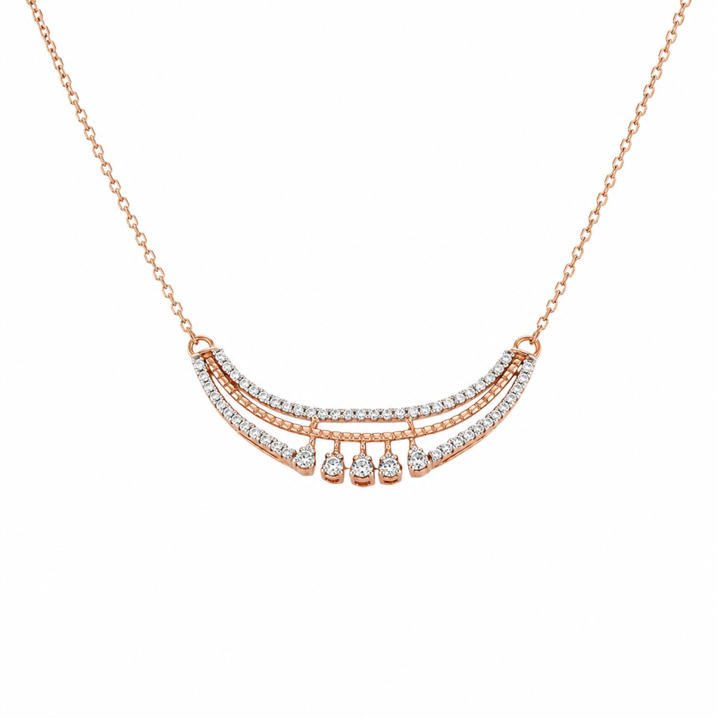 JAINIKA Celeste Curve Rose Gold Pendant Necklace — View 3