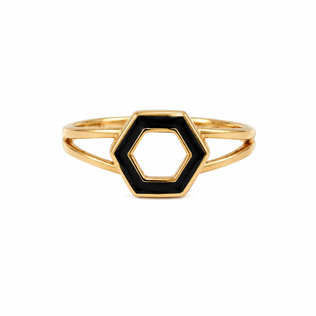 Noir Hexa Statement Ring — View 1