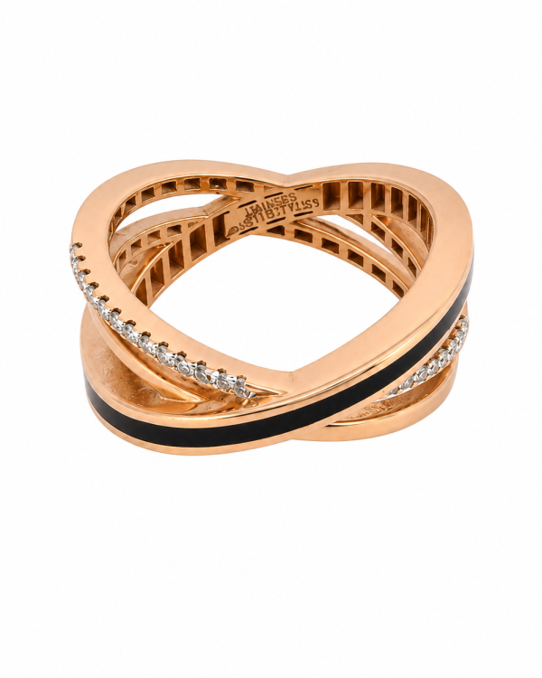 Noir Élan Crossover Diamond Ring — styled view