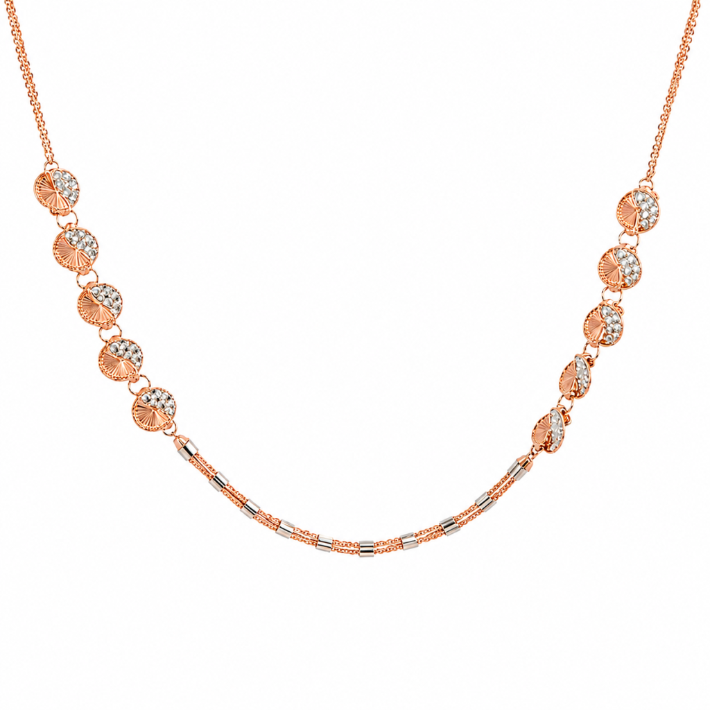 Aurielle Rose Gold Crystal Station Necklace — View 1