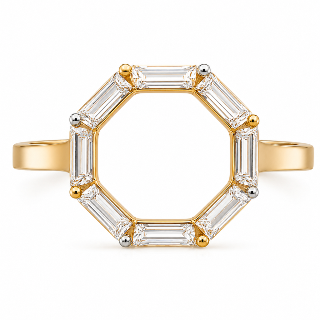 Aurelia Halo Baguette Ring — View 1