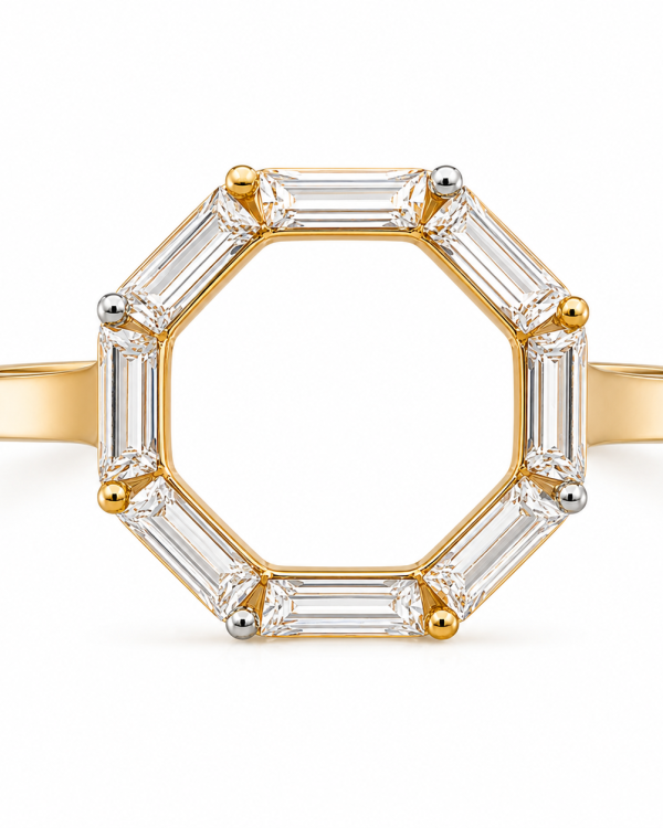 Aurelia Halo Baguette Ring