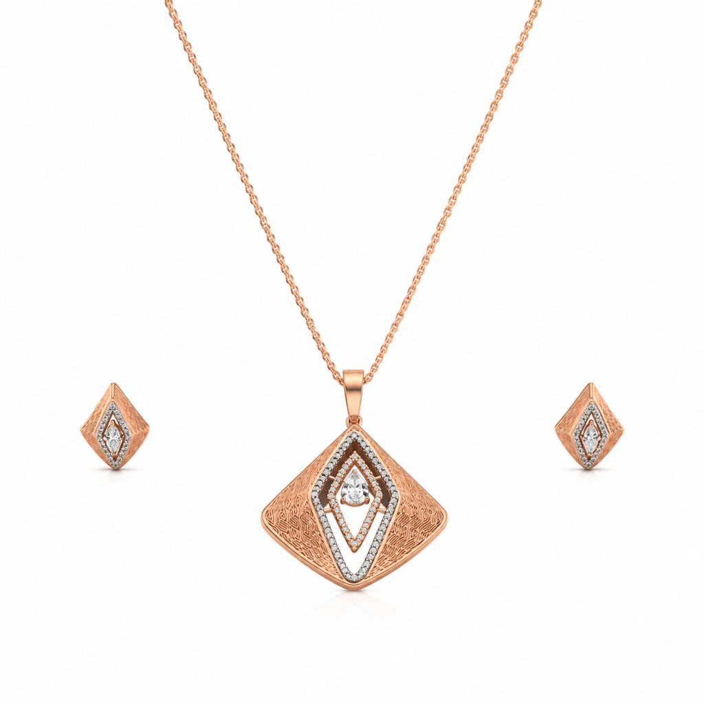 Aurelle Diamond Motif Pendant Set — View 3