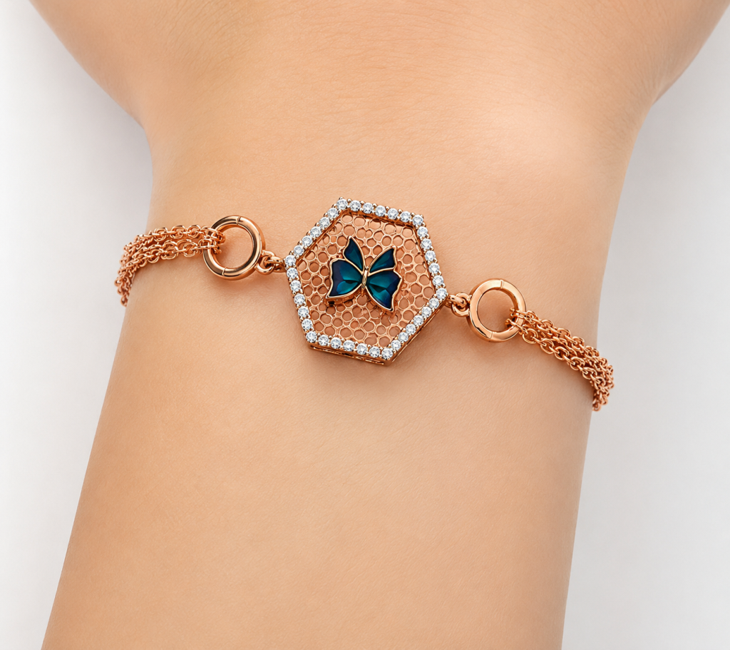 Aurora Butterfly Rose Gold Bracelet — View 2