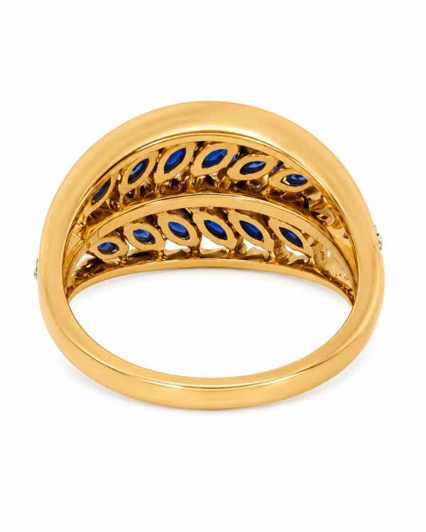 Aurelia Sapphire Leaf Ring — styled view