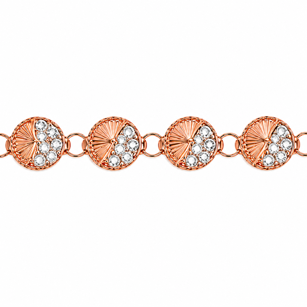 Aurielle Rose Gold Crystal Station Necklace — View 2