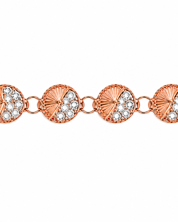 Aurielle Rose Gold Crystal Station Necklace — styled view
