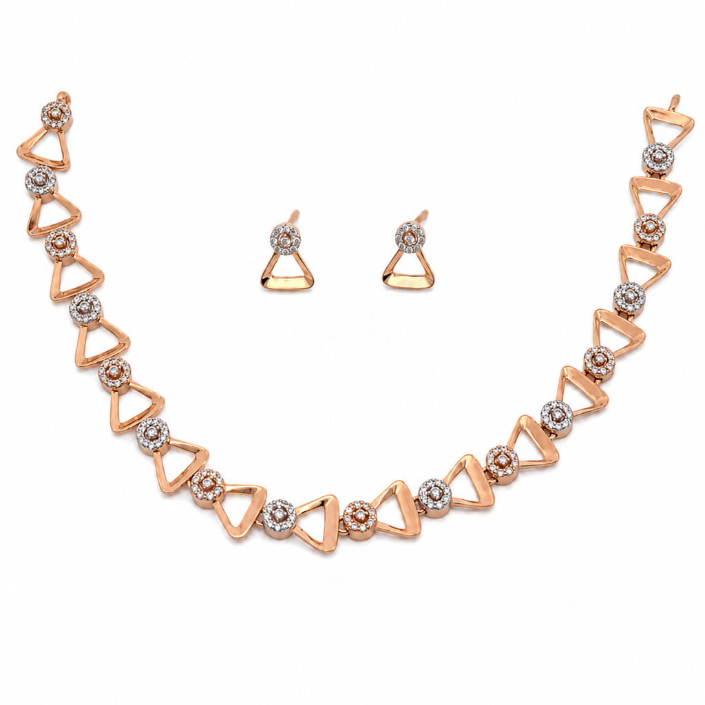Celeste Rose Geometric Necklace & Stud Set — View 1