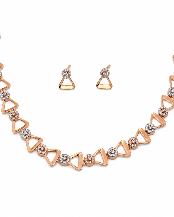 Celeste Rose Geometric Necklace & Stud Set