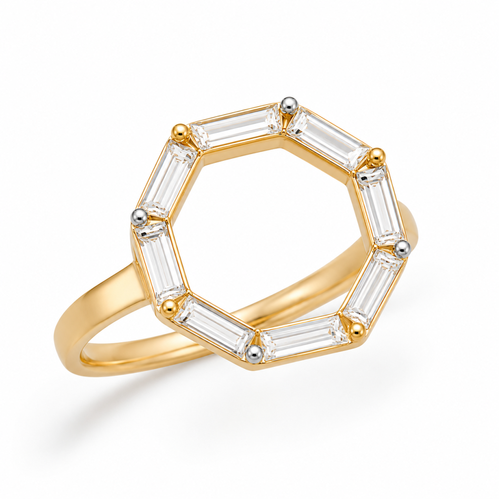 Aurelia Halo Baguette Ring — View 2