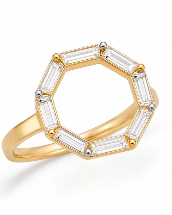 Aurelia Halo Baguette Ring — styled view