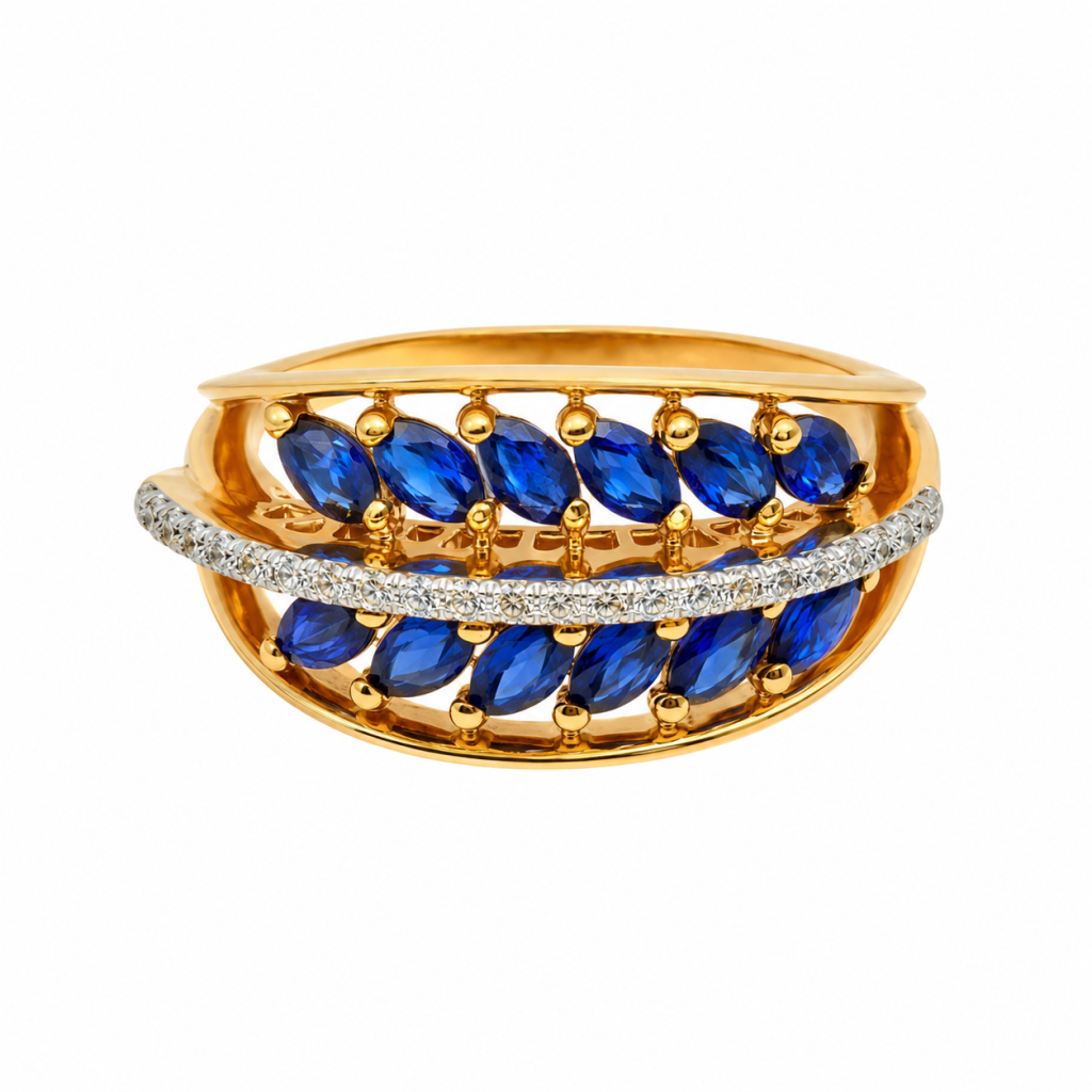 Aurelia Sapphire Leaf Ring — View 3
