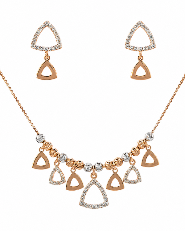 Aurelia Triad Rose Gold Necklace & Earrings Set