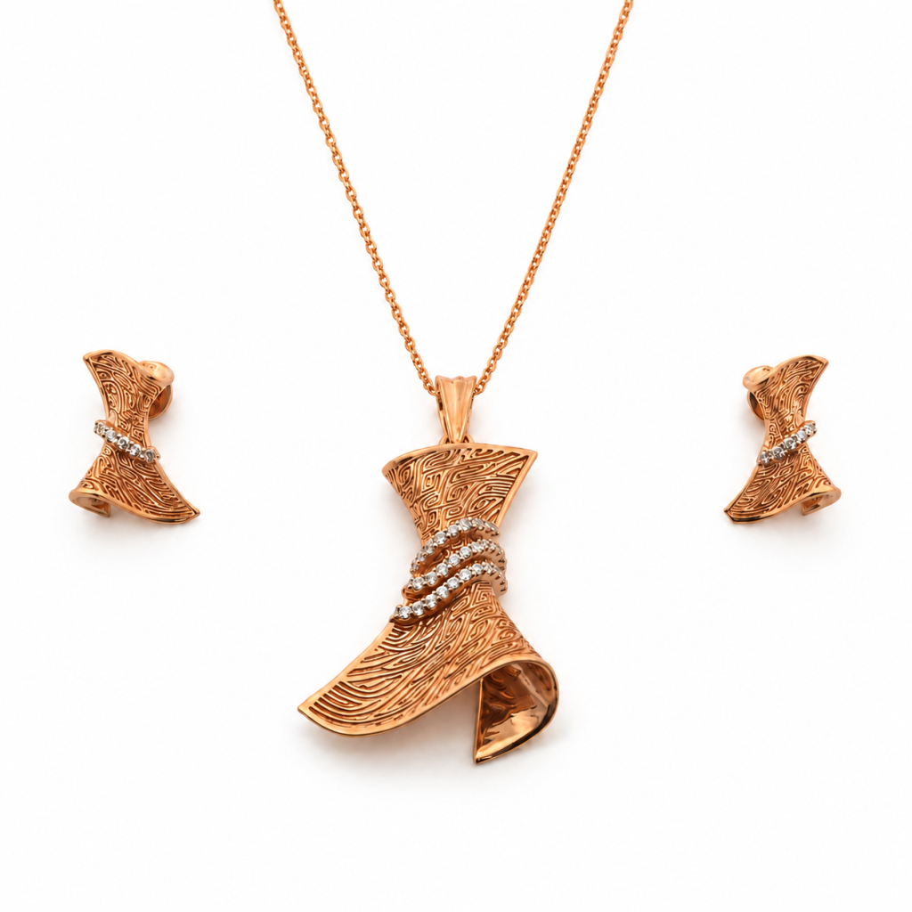 Aurelia Draped Diamond Pendant Set — View 1