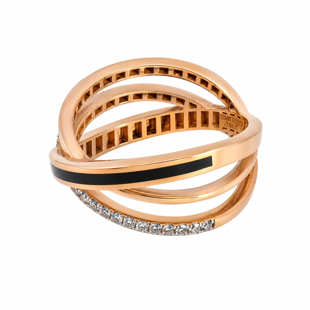 Noir Élan Crossover Diamond Ring — View 1