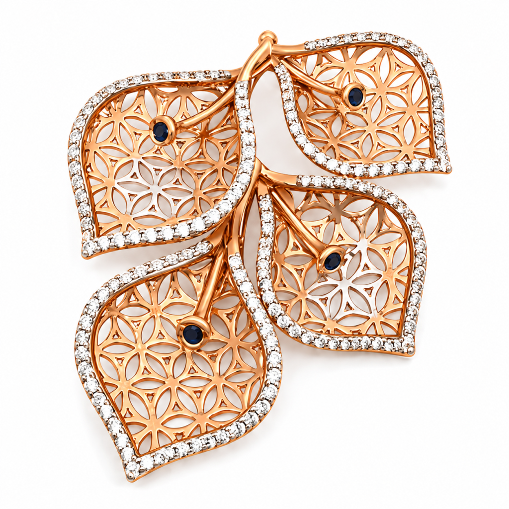 Celeste Leaf Diamond Pendant Set — View 1