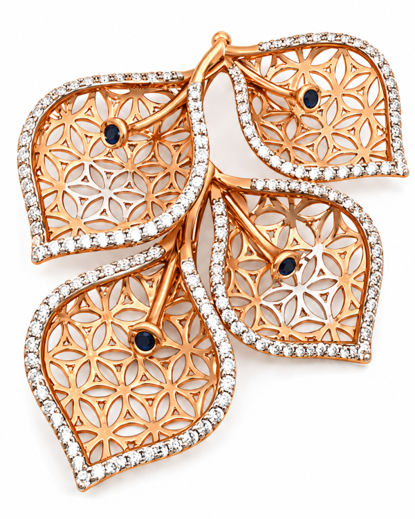 Celeste Leaf Diamond Pendant Set