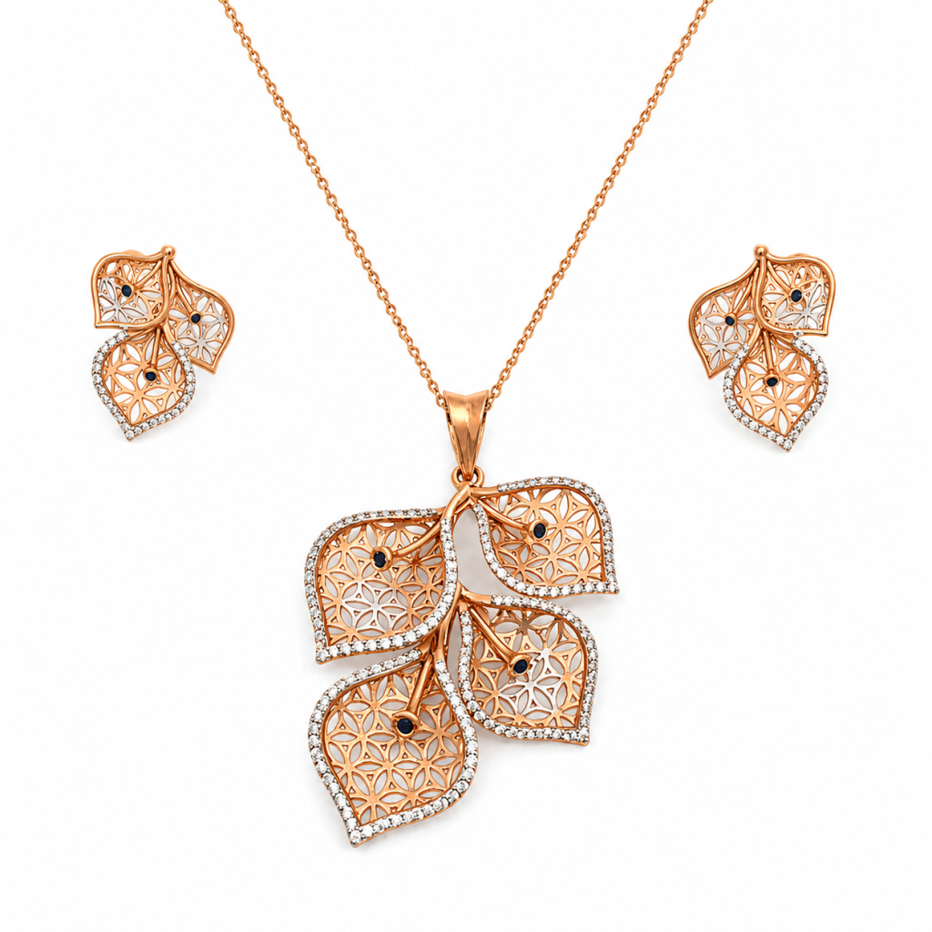 Celeste Leaf Diamond Pendant Set — View 3
