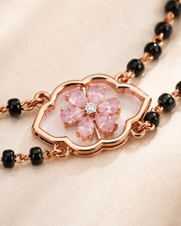 Rosé Fleur Mangalsutra Bracelet — styled view